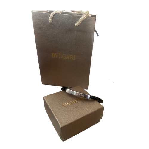 Bvlgari - Brazalete de Acero & Cuero (Plata)