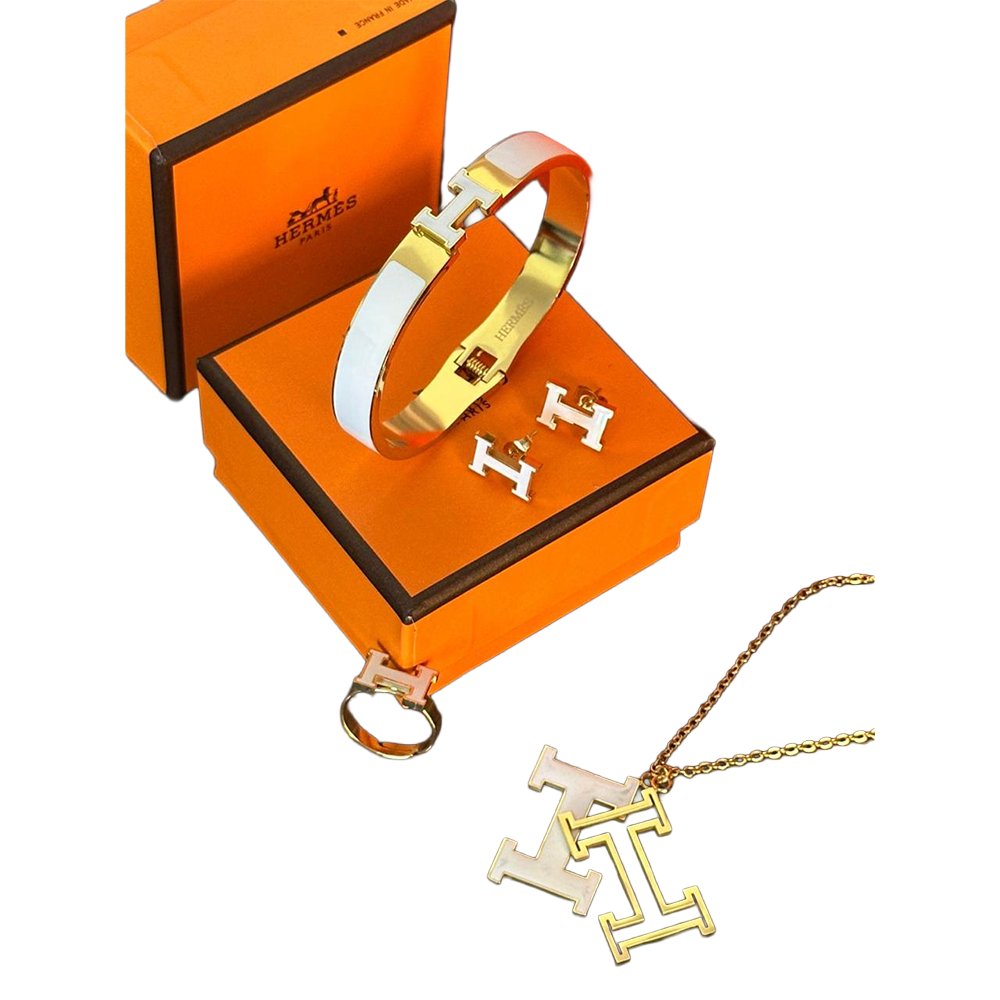 Hermès - Set Logo (Collar, Brazalete, Anillo & Arete)