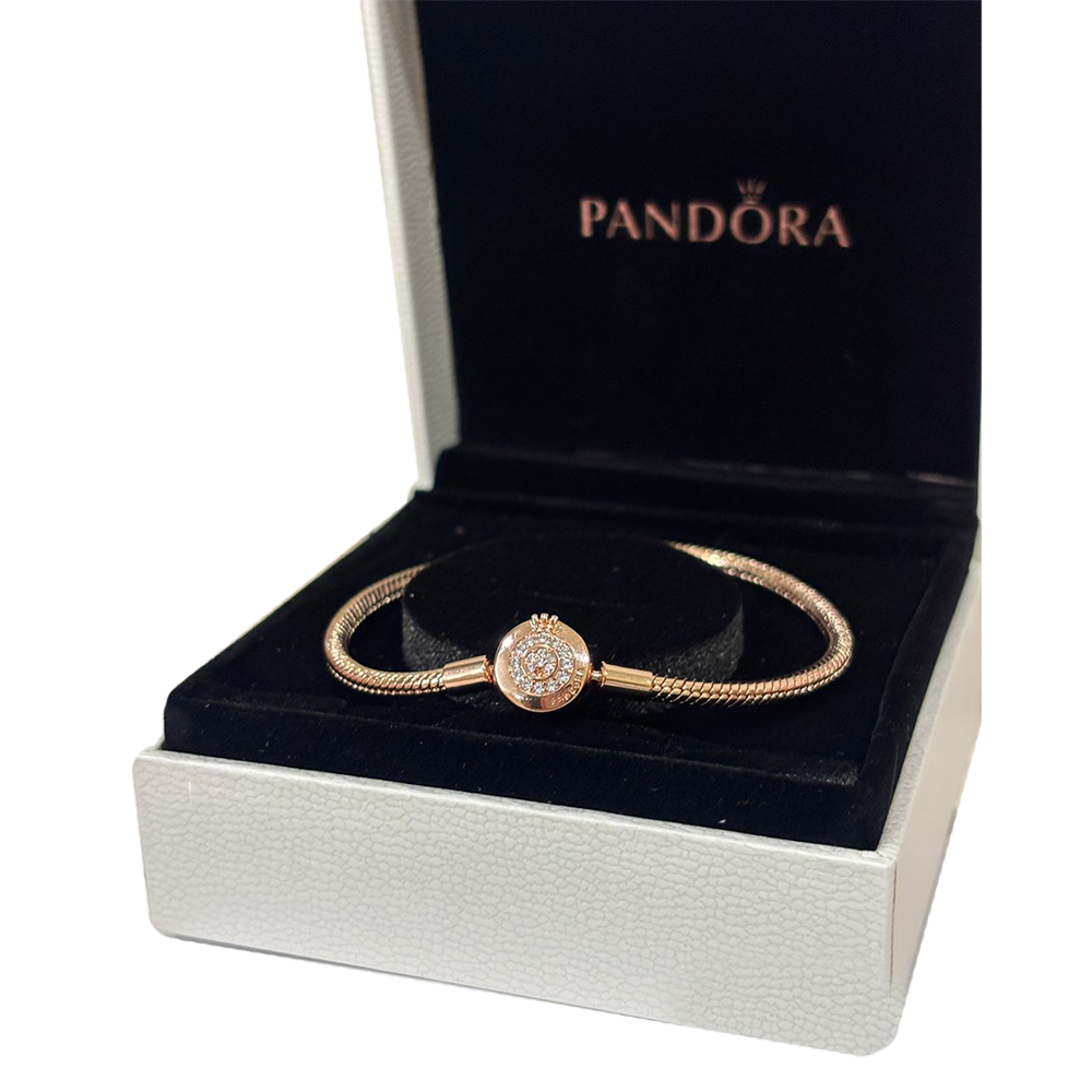 Pandora - Pulsera con Broche Corona (Rosa)